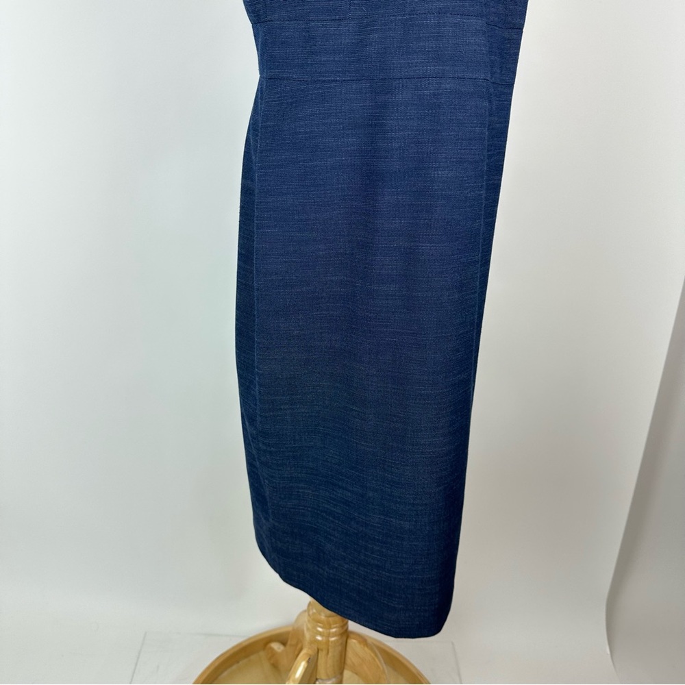 Ann Taylor Blue Navy Ruffle Shoulder Shift Dress Size 12 - Picture 6 of 12